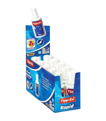 Caja de correctores de escritura líquida bic tipp-ex rapid fluid/ 20ml/ 10 unidades
