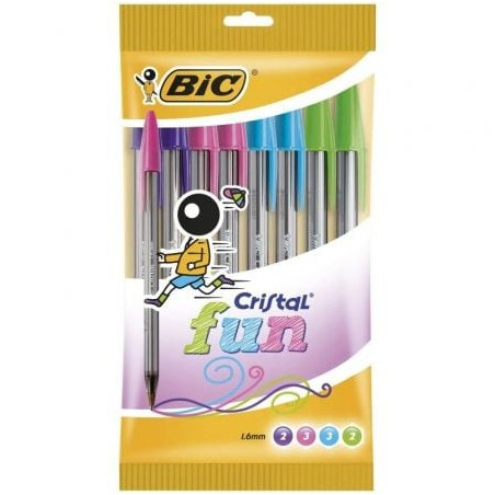 Bolígrafos de tinta de aceite bic cristal fun 921342/ 10 unidades/ colores surtidos