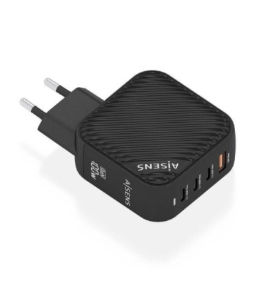 Cargador de pared gan aisens asch-100w4p029-bk/ 3xusb tipo-c/ 1x usb/ 100w