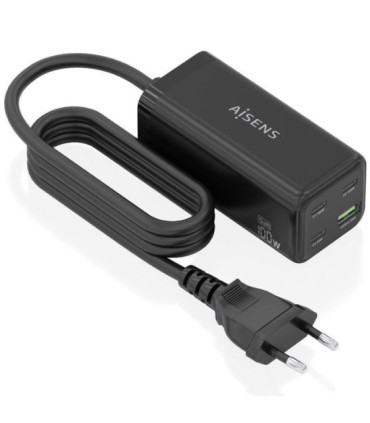 Cargador sobremesa gan aisens asch-100w4p054-bk/ 3xusb tipo-c/ 1xusb/ 100w