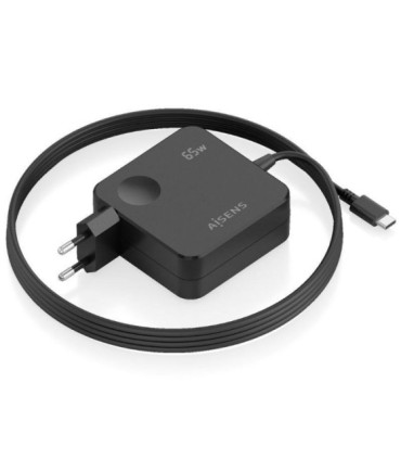 Cargador de pared aisens asch-1pd65wl80-bk/ 1xusb tipo-c/ 65w/ negro