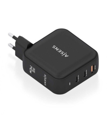 Cargador de pared gan aisens asch-140w3p031-bk/ 2xusb tipo-c/ 1xusb/ 140w