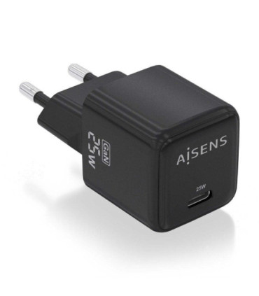 Cargador de pared gan aisens asch-25w1p013-bk/ 1xusb tipo-c/ 25w