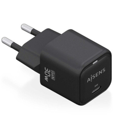 Cargador de pared gan aisens asch-30w1p019-bk/ 1xusb tipo-c/ 30w
