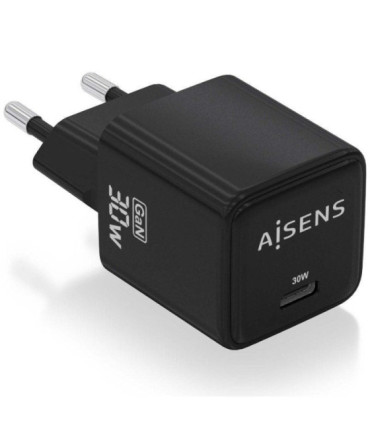 Cargador de pared gan aisens asch-30w1p036-bk/ 1xusb tipo-c/ 30w