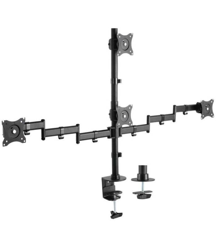 Soporte de mesa para 4 monitores y tv aisens dt27tsr-379/ giratorio/ inclinable/ hasta 8kg