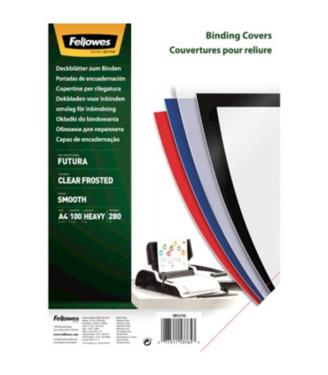 Portadas de polipropileno fellowes 5376503/ a4/ 300 micras/ 100 unidades/ transparente