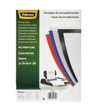 Portadas de polipropileno fellowes 54770/ a4/ 500 micras/ 100 unidades/ helado claro
