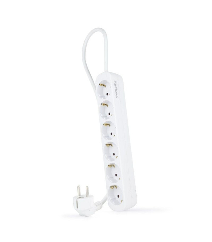 Regleta nanocable 10.37.0006-ns/ 6 tomas de corriente/ cable 1.4m/ blanca