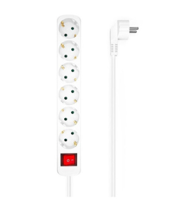 Regleta con interruptor aisens a154-0535/ 6 tomas de corriente/ cable 1.4m/ blanco