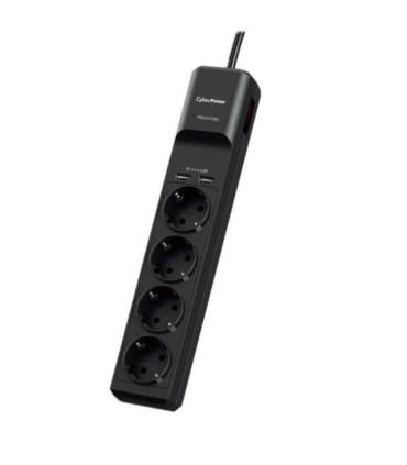 Regleta con interruptor cyberpower p0420sud0-de/ 4 tomas de corriente/ 2 usb/ cable 1.8m/ negra