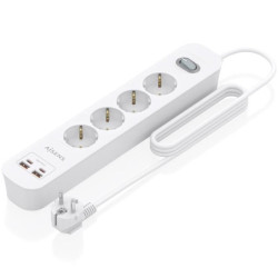 Regleta con interruptor aisens asps-2a2c12-w/ 4 tomas de corriente/ 2 usb - 2 usb tipo-c/ cable 1.4m/ blanco