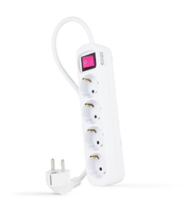 Regleta con interruptor nanocable 10.37.0004/ 4 tomas de corriente/ cable 1.4m/ blanca