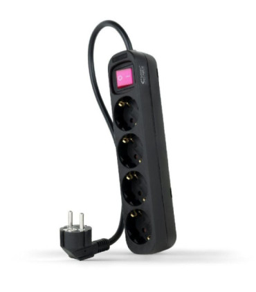 Regleta con interruptor nanocable 10.37.0004-bk/ 4 tomas de corriente/ cable 1.4m/ negro