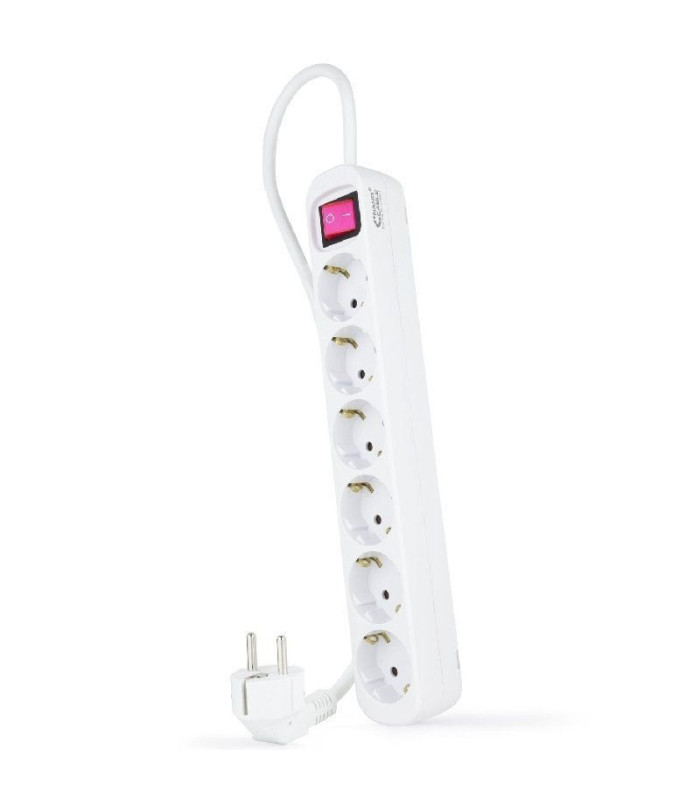 Regleta con interruptor nanocable 10.37.0006/ 6 tomas de corriente/ cable 1.4m/ blanca