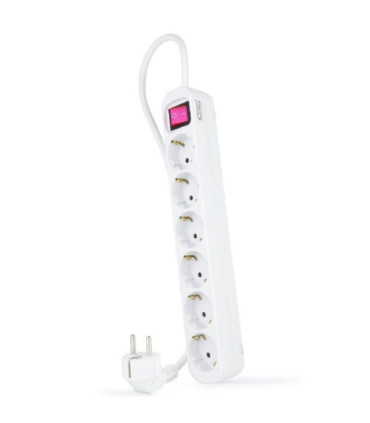 Regleta con interruptor nanocable 10.37.0006/ 6 tomas de corriente/ cable 1.4m/ blanca
