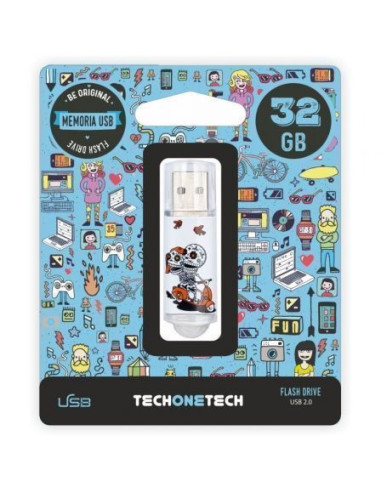 Pendrive 32gb tech one tech calavera moto usb 2.0