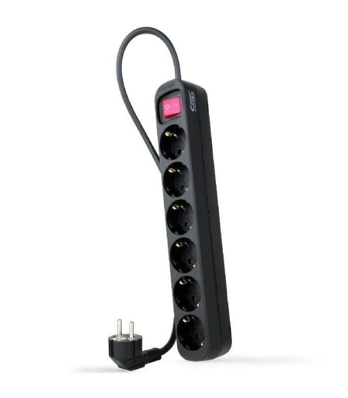 Regleta con interruptor nanocable 10.37.0006-bk/ 6 tomas de corriente/ cable 1.4m/ negro