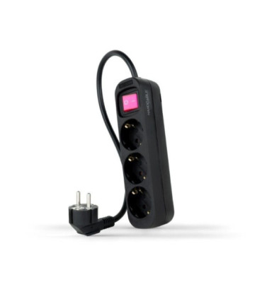 Regleta con interruptor nanocable 10.38.0003-bk/ 3 tomas de corriente/ cable 1.4m/ negra