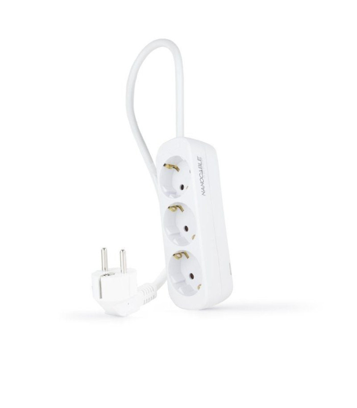 Regleta nanocable 10.38.0003-ns/ 3 tomas de corriente/ cable 1.4m/ blanca