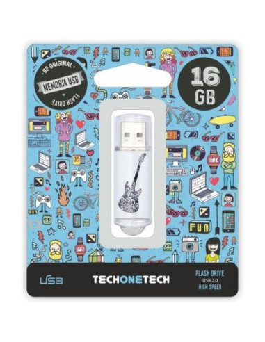 Pendrive tech one tech crazy black guitar 16gb usb 2.0