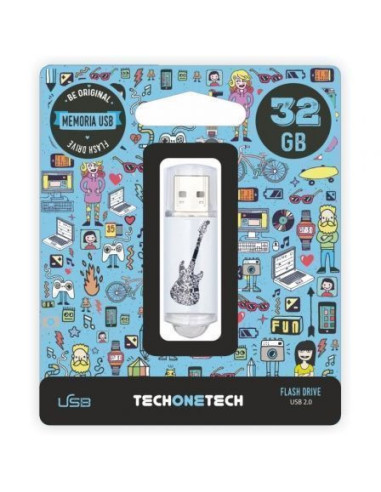 Pendrive 32gb tech one tech crazy black guitar usb 2.0