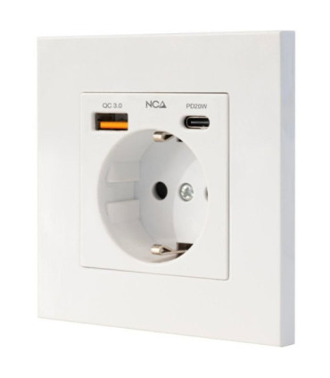 Roseta de pared nanocable 10 35 0011/ 1 schuko/ 1 usb tipo-c/ 1 usb