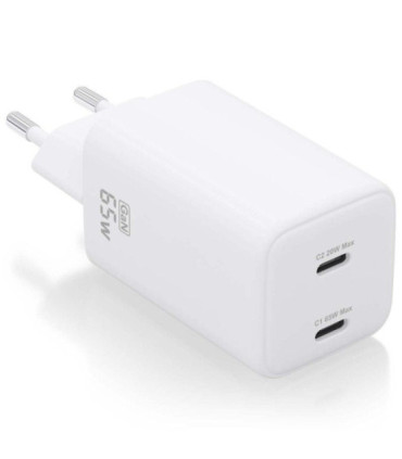 Cargador de pared gan aisens asch-65w2p039-w/ 2xusb tipo-c/ 65w