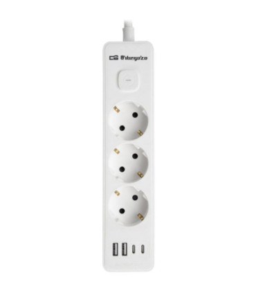 Regleta con interruptor orbegozo en 3100/ 3 tomas de corriente/ 2 usb/ 2 usb tipo-c/ cable 1.4m/ blanca