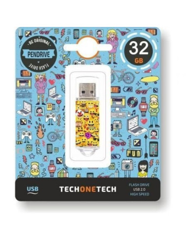 Pendrive 32gb tech one tech emojis usb 2.0