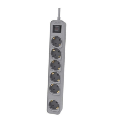 Regleta con interruptor philips chp2164g/10/ 6 tomas de corriente/ cable 1.5m/ gris