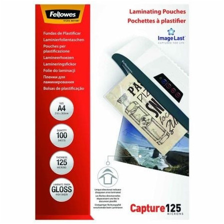 Fundas para plastificar fellowes 5307407/ a4/ 125 micras/ 100 unidades