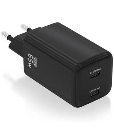 Cargador de pared gan aisens asch-65w2p040-bk/ 2xusb tipo-c/ 65w