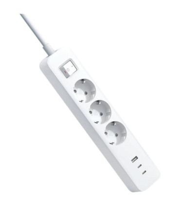 Regleta con interruptor xiaomi 20w power strip/ 3 tomas de corriente/ 1 usb/ 2 usb tipo-c/ cable 1.4m/ blanca