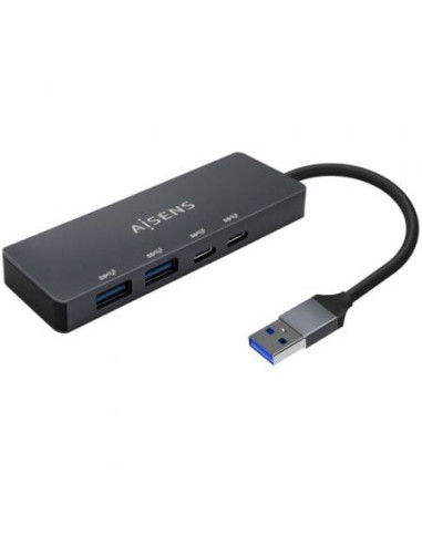 Hub usb 3.2 aisens a106-0746/ 2xusb/ 2xusb tipo-c/ gris