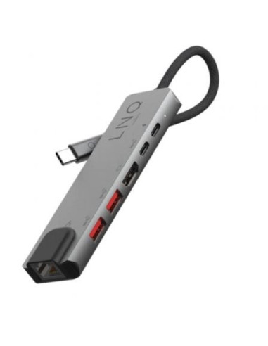 Docking usb tipo-c linq lq48015/ 1xusb tipo-c/ 2xusb/ 1xhdmi 4k/ 1xrj45/ 1xusb tipo-c pd/ gris