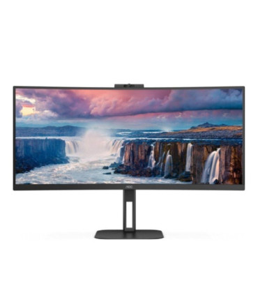 Monitor profesional curvo ultrapanorámico aoc cu34v5cw/bk 34'/ uwqhd/ webcam/ multimedia/ regulable en altura/ negro