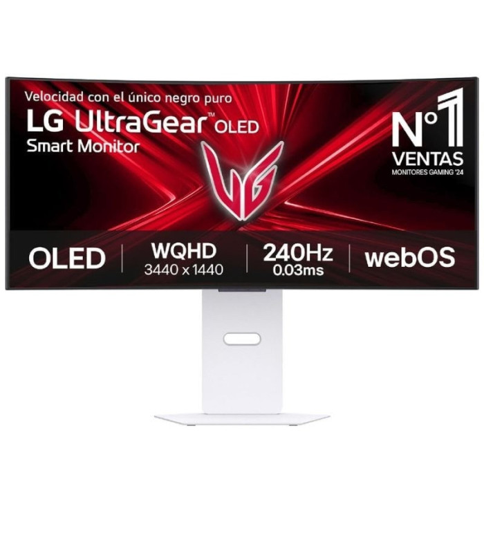 Smart monitor gaming ultrapanorámico curvo lg ultragear 34gx90sa-w 34'/ wqhd/ multimedia/ 0.03ms/ 240hz/ oled/ regulable en