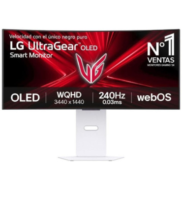 Smart monitor gaming ultrapanorámico curvo lg ultragear 34gx90sa-w 34'/ wqhd/ multimedia/ 0.03ms/ 240hz/ oled/ regulable en