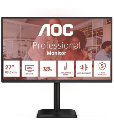 Monitor profesional aoc q27e4cv 27'/ qhd/ multimedia/ regulable en altura/ negro