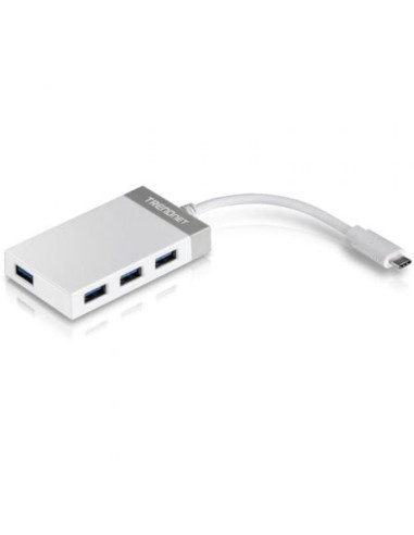 Hub usb tipo-c trendnet tuc-h4e/ 4xusb/ blanco y gris