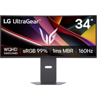 Monitor gaming ultrapanorámico curvo lg ultragear 34g600a-b 34'/ wqhd/ multimedia/ 5ms/ 160hz/ va/ regulable en altura/ negro