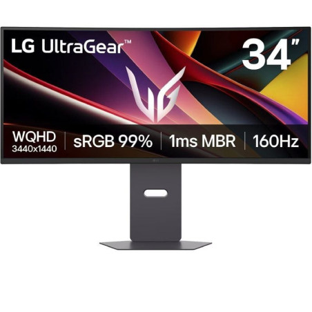 Monitor gaming ultrapanorámico curvo lg ultragear 34g600a-b 34'/ wqhd/ multimedia/ 5ms/ 160hz/ va/ regulable en altura/ negro