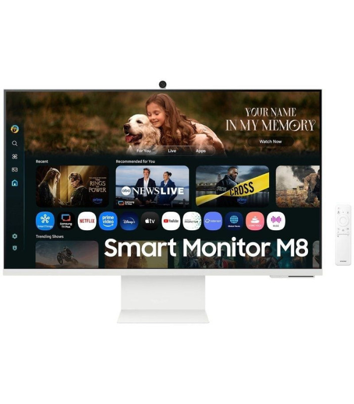 Smart monitor samsung m8 m80f s32fm801uu 32'/ 4k/ multimedia/ regulable en altura/ smart tv/ webcam/ blanco