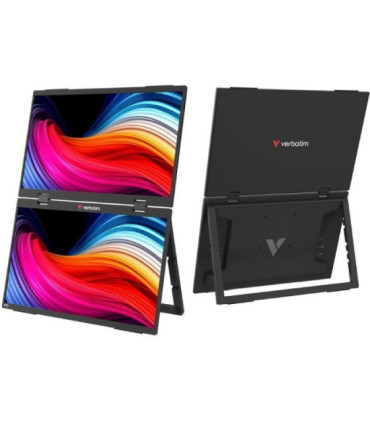 Monitor portátil táctil verbatim duo essentials 15.6' + 15.6'/ full hd/ multimedia/ negro