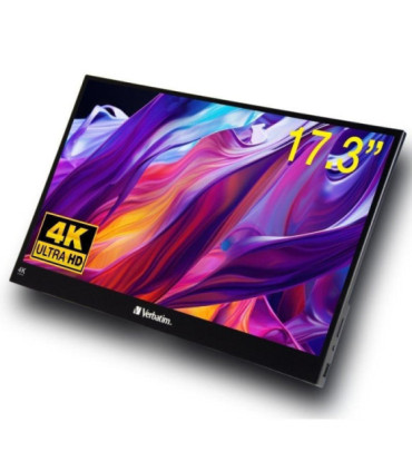 Monitor portátil táctil verbatim pmt-17-4k 17.3'/ 4k/ multimedia/ negro