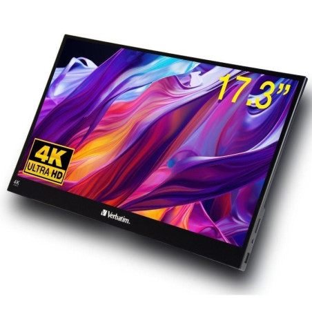 Monitor portátil táctil verbatim pmt-17-4k 17.3'/ 4k/ multimedia/ negro