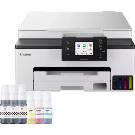 Multifunción recargable canon maxify gx1050 megatank 3 en 1 wifi/ dúplex/ pack impresora + consumibles xl/ blanca