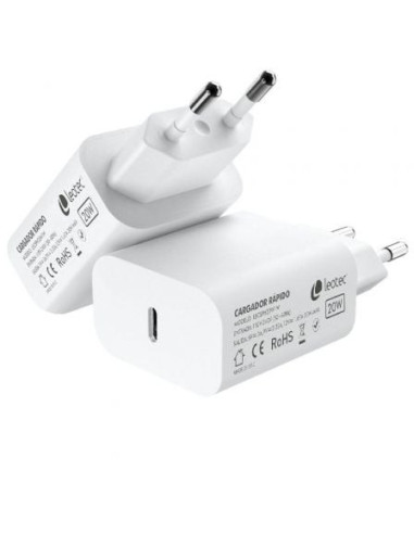 Cargador de pared leotec lecsph20w1w/ 1xusb tipo-c/ 20w