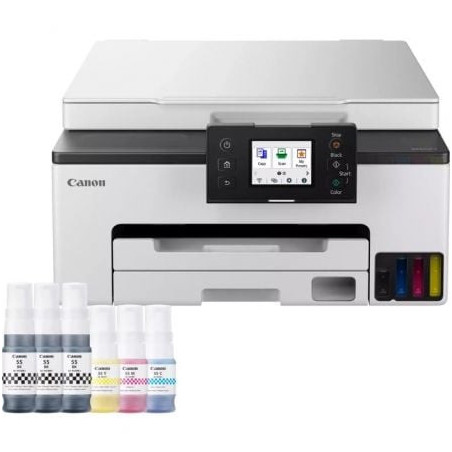Multifunción recargable canon maxify gx1050 megatank 3 en 1 wifi/ dúplex/ pack impresora + consumibles xl/ blanca
